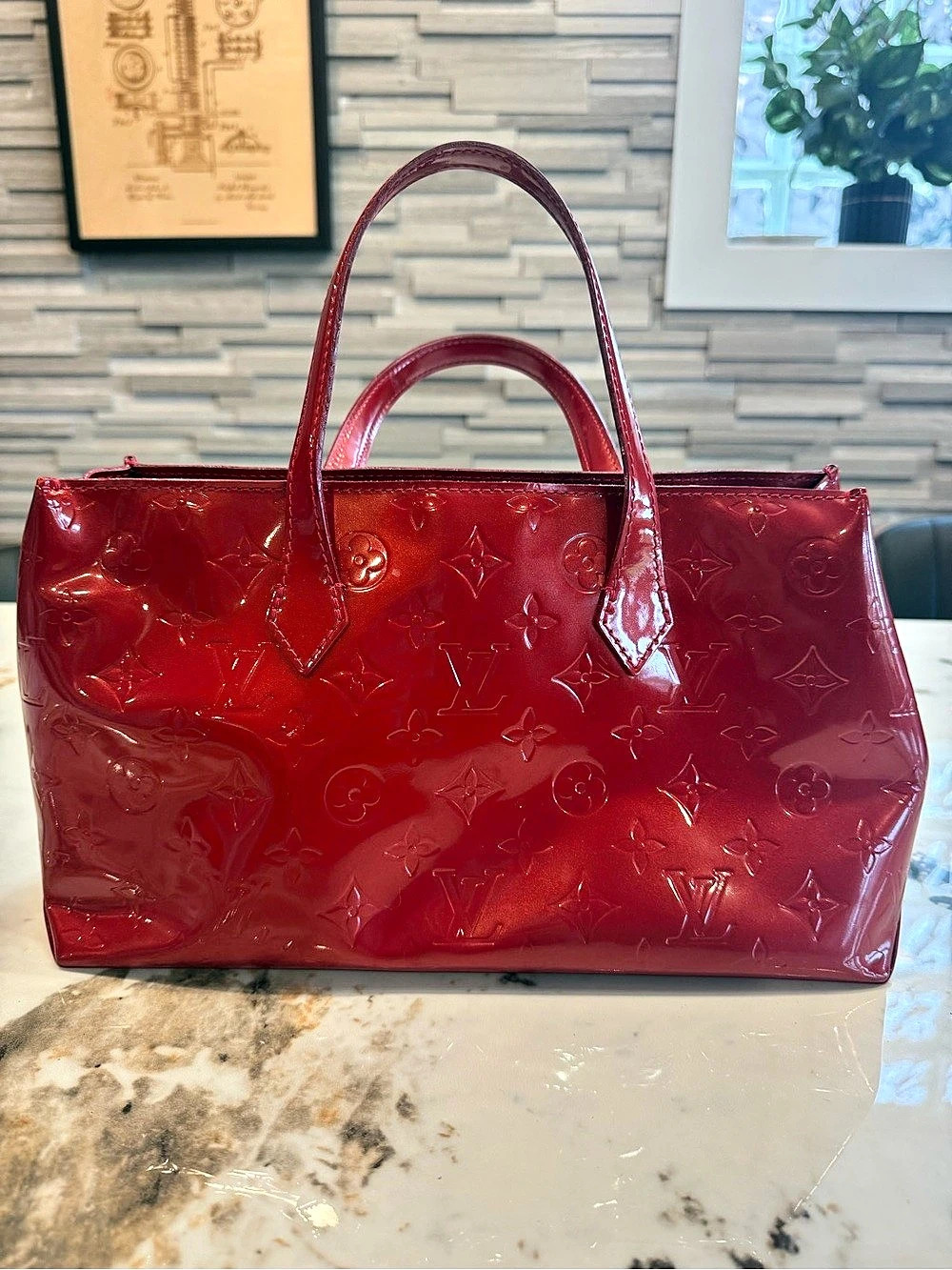 Louis Vuitton Vernis Monogram Tote in Red